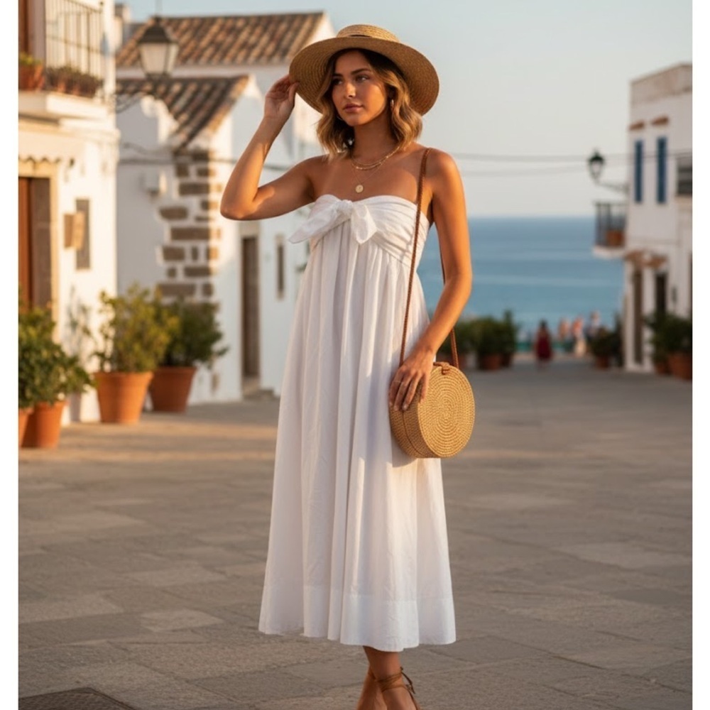 Anthropologie White Midi Dress - Picture 1 of 10